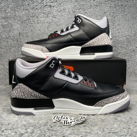 Air Jordan 3 Retro 'Black Cement 2024' Sizes Men Sneakers DN3707-010 - Picture 2 of 7